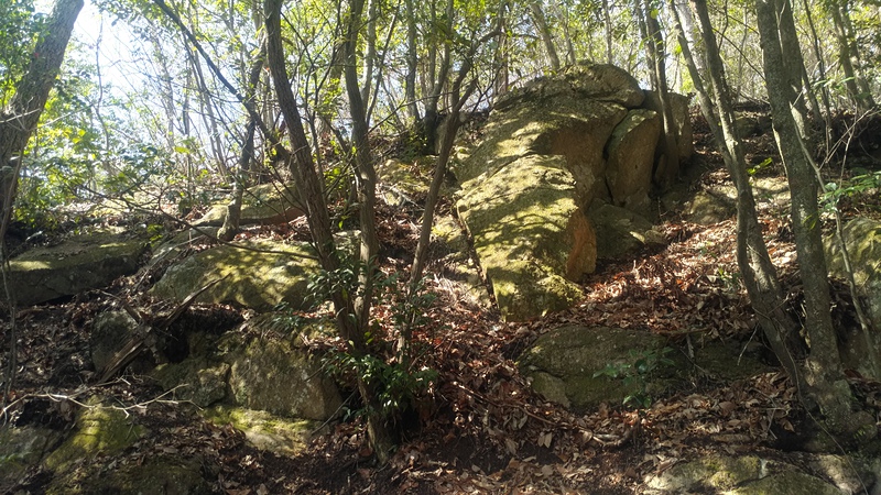 登城途中に現れる巨石