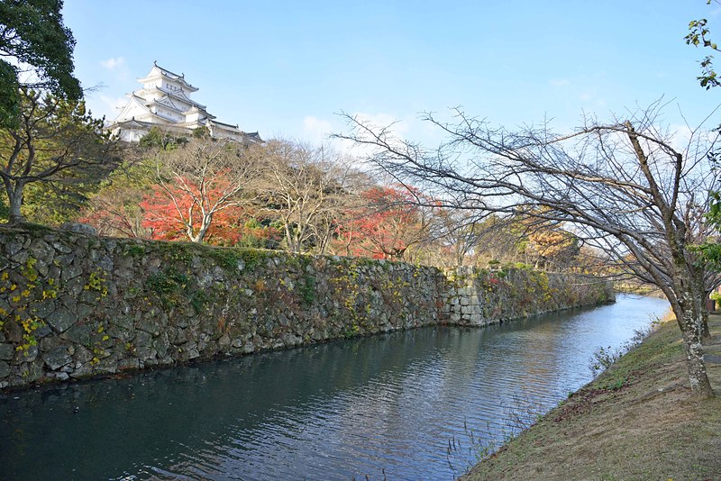 秋の堀と姫路城