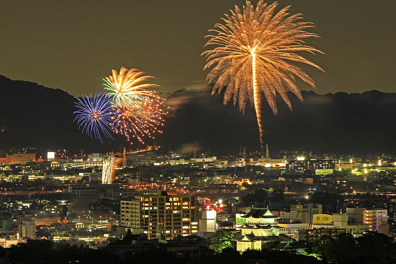 小田原城の写真：酒匂川花火大会「ハナビイリュージョン」 | 攻城団