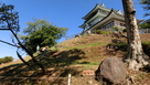 天守(博物館)と転落石…