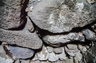 地下７ｍに保存されている石垣…