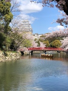 姫路城とお堀と和船…