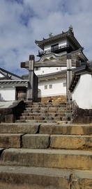階段を登ると見えた掛川城…