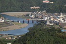 大洲城と肱川橋(高山から)