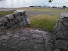 天守閣跡の石垣の石段部分から見える琵琶湖