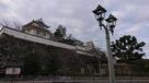 駅前の明治時代の街灯と福山城…