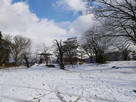 月岡神社側から見る冬の模擬天守