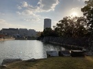 夕暮れ時の広島城…