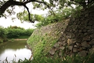 竹林橋跡から見る天守曲輪南側の水堀と石垣…