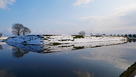 北側の水堀と本丸土塁…