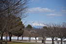 発掘調査現場と富士山…
