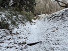 雪がうっすら積もった竪堀…