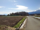 深草城遠景と富士山(左端)、南アルプス(