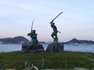 巌流島（下関市）・武蔵、小次郎銅像…