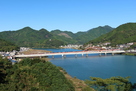 本丸から望む熊野川…