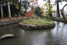 水堀の跡とされる天津神社の池…