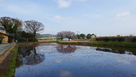 西側水堀と右郭の桜…