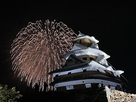 米子城と大輪の花火…