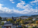 秋の松本城と信州の山々…