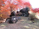 巨石と紅葉