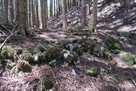 貢間城 広い鞍部の土留の石積…