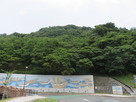 城跡遠景と壇ノ浦の戦いの壁画…