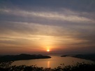 米子城天守台から見た夕日…