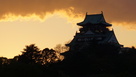 夕暮れの秋空と大阪城…
