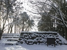雪の本丸跡・復元石垣…