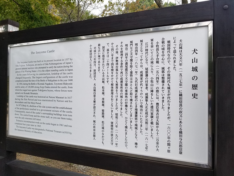 犬山城の歴史解説板