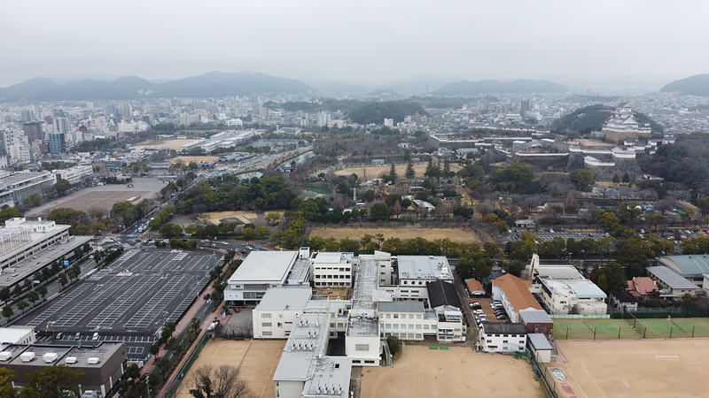 姫路城、東側上空100mより空撮