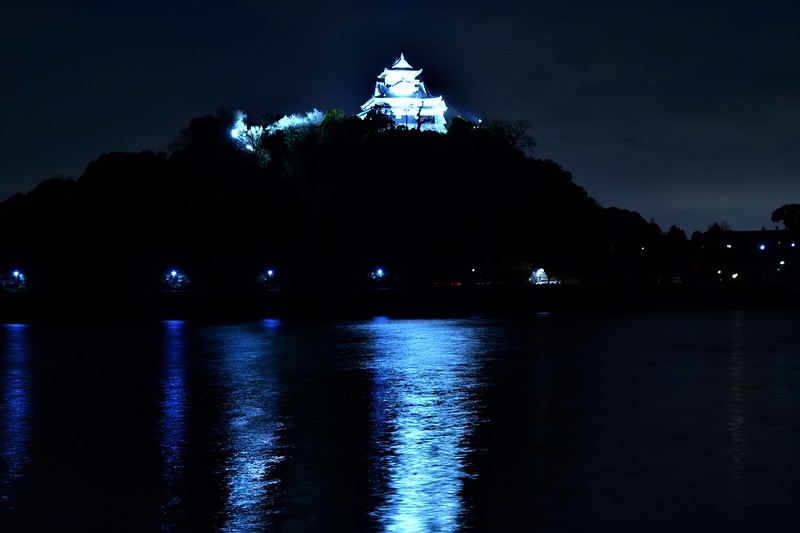 夜の犬山城　遠景