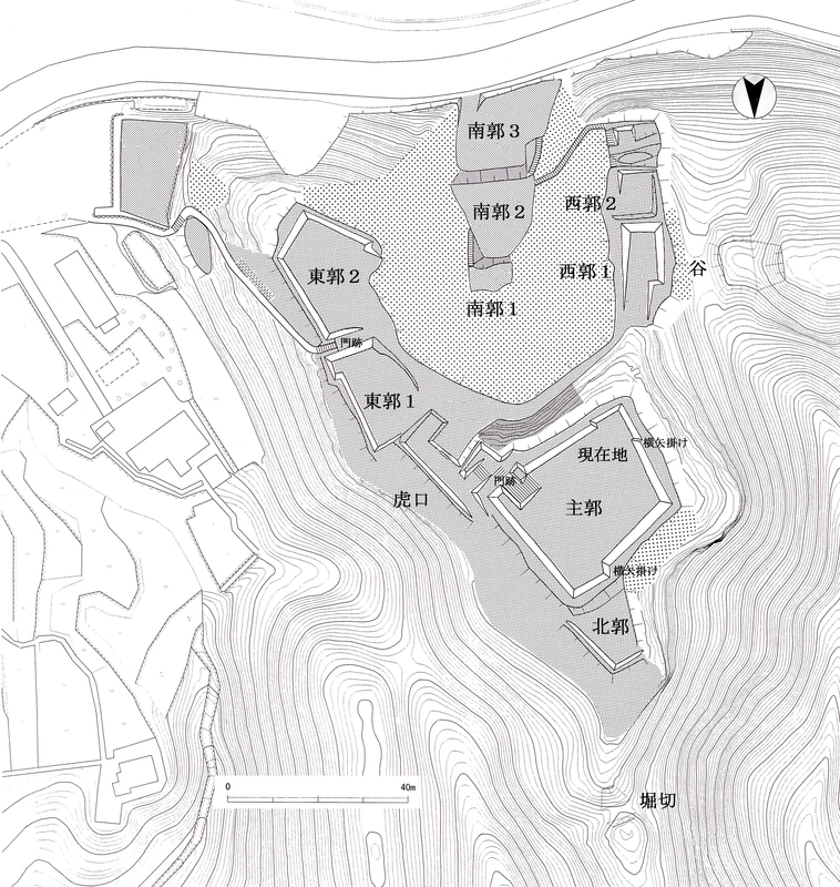 赤木城の縄張り図