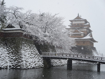 雪景色の高島城