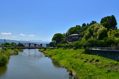 天竜川と花岡城遠景