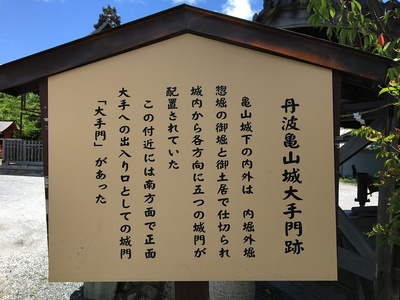 丹波亀山城大手門跡の案内板