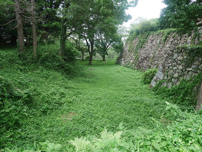 本丸南側石垣と二の丸の空堀
