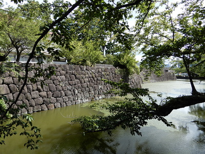 二の丸外側の水堀と石垣