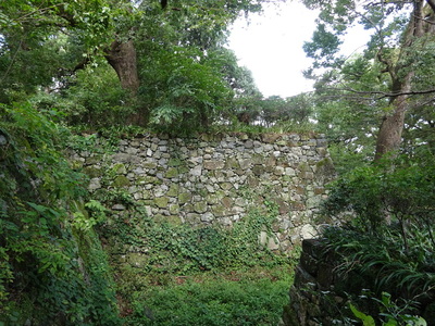 本丸の石垣と空堀跡