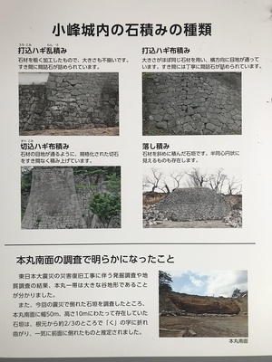 小峰城内の石積みの種類