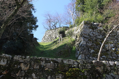 登り石垣と竪堀