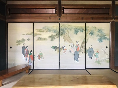 旧高橋源次郎家　ふすまの日本画
