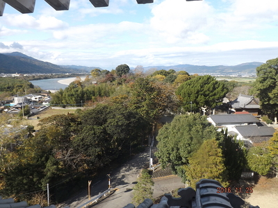 阿波川島城・天守閣の最上階からの吉野川の眺め