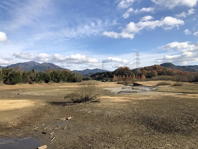 城址から見た日野川ダム