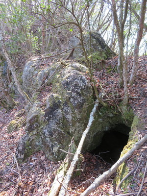 北尾根の堀切下の洞窟①