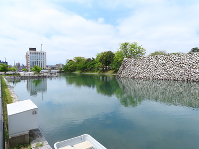 新緑の堀と石垣