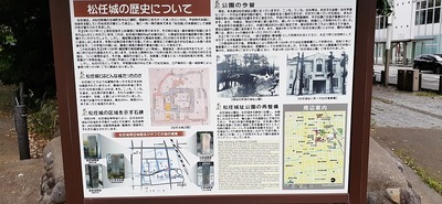 松任城の歴史、規模、古城図等の案内板
