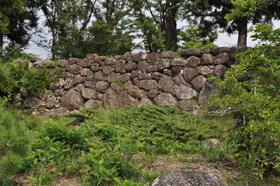 庭園背後の櫓台石垣(蒲生期)