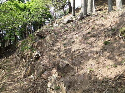 ホウヅキ段の石垣（主郭南西側）