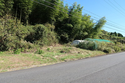 上野城 城址西の線路沿いの県道の登城口